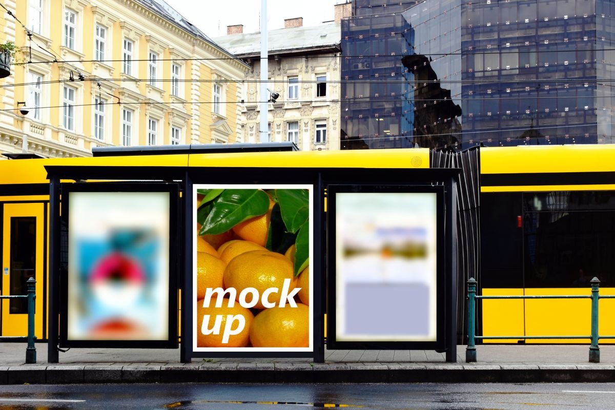 Visual comparison of frontlit and backlit banners at night. Frontlit vs backlit comparison