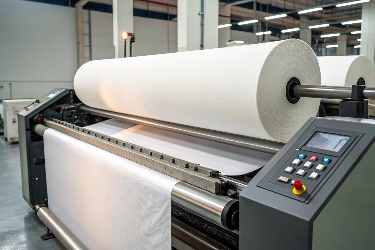 A large format double-sided printer in operation