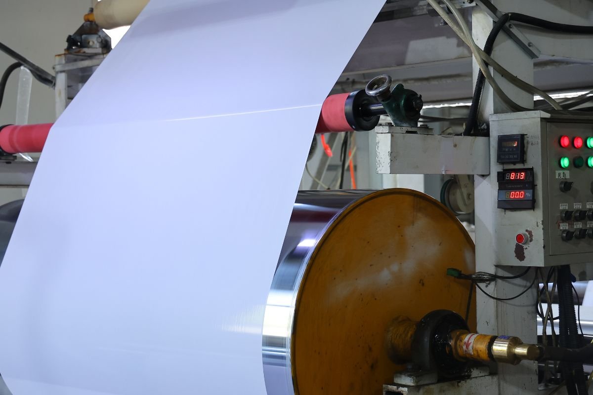 Illustrative diagram of the calendering process for vinyl film production