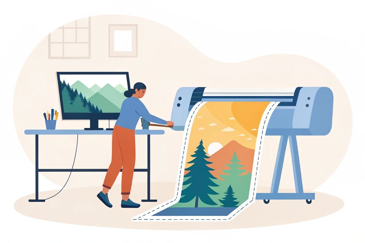 A visual guide outlining the stages from designing to applying a printable vinyl graphic. Detailed step-by-step illustrations of using printable vinyl (design, print, apply)